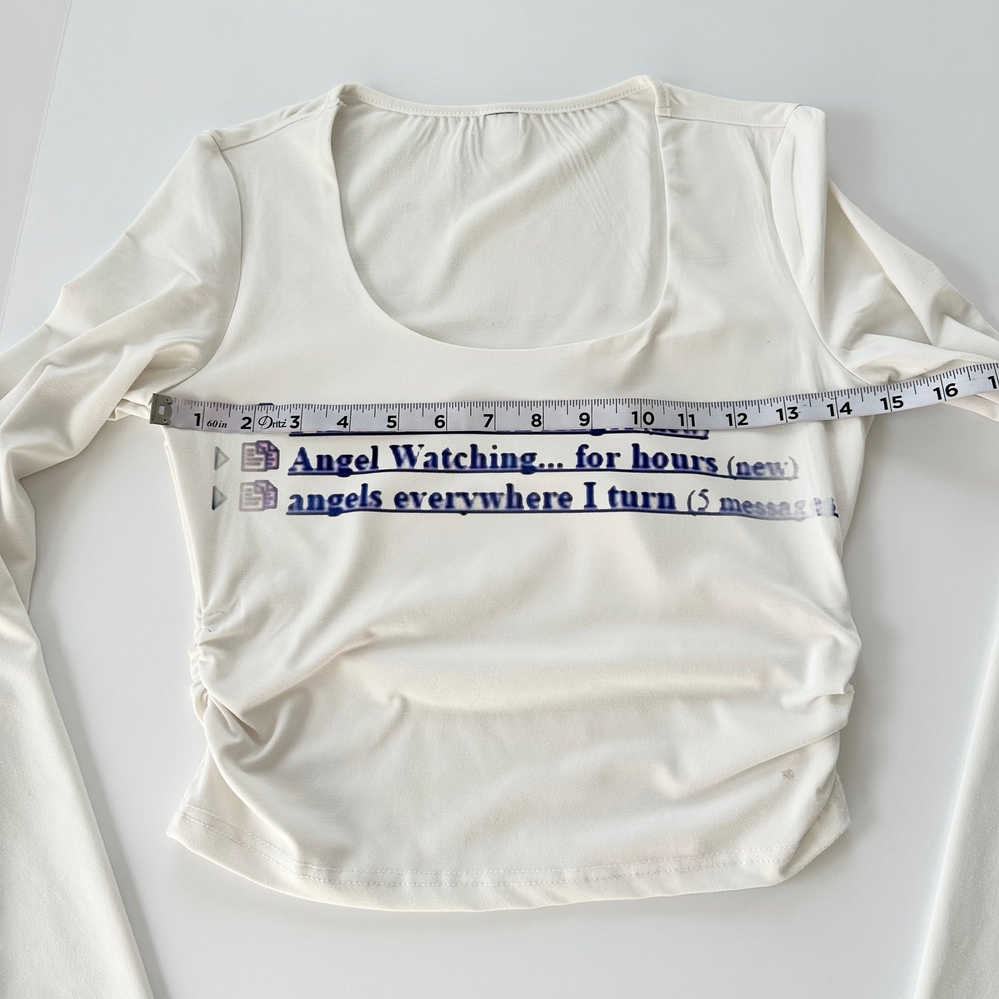 angel watching ruched top (xs)