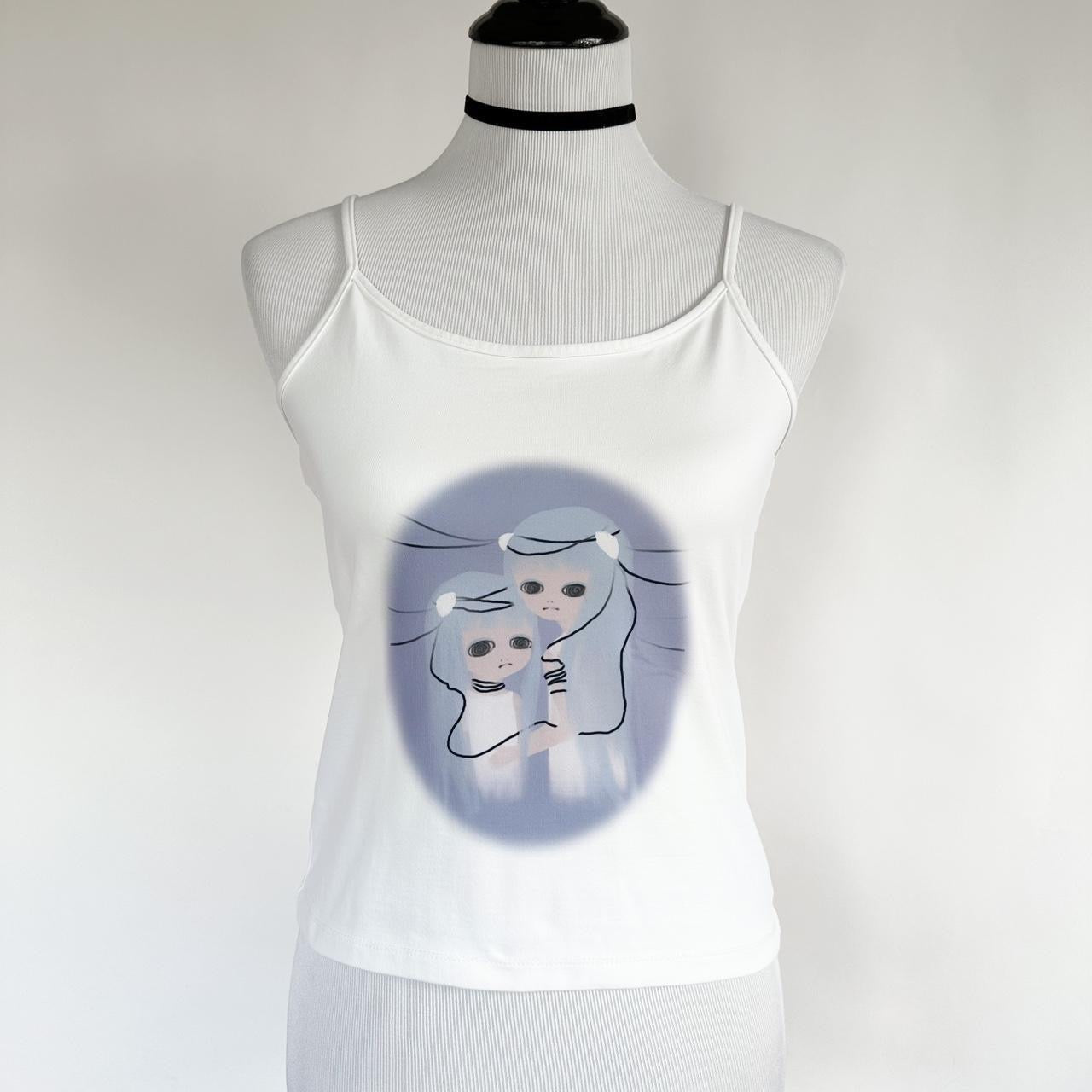 android twins cyber core hand printed tank top | size medium