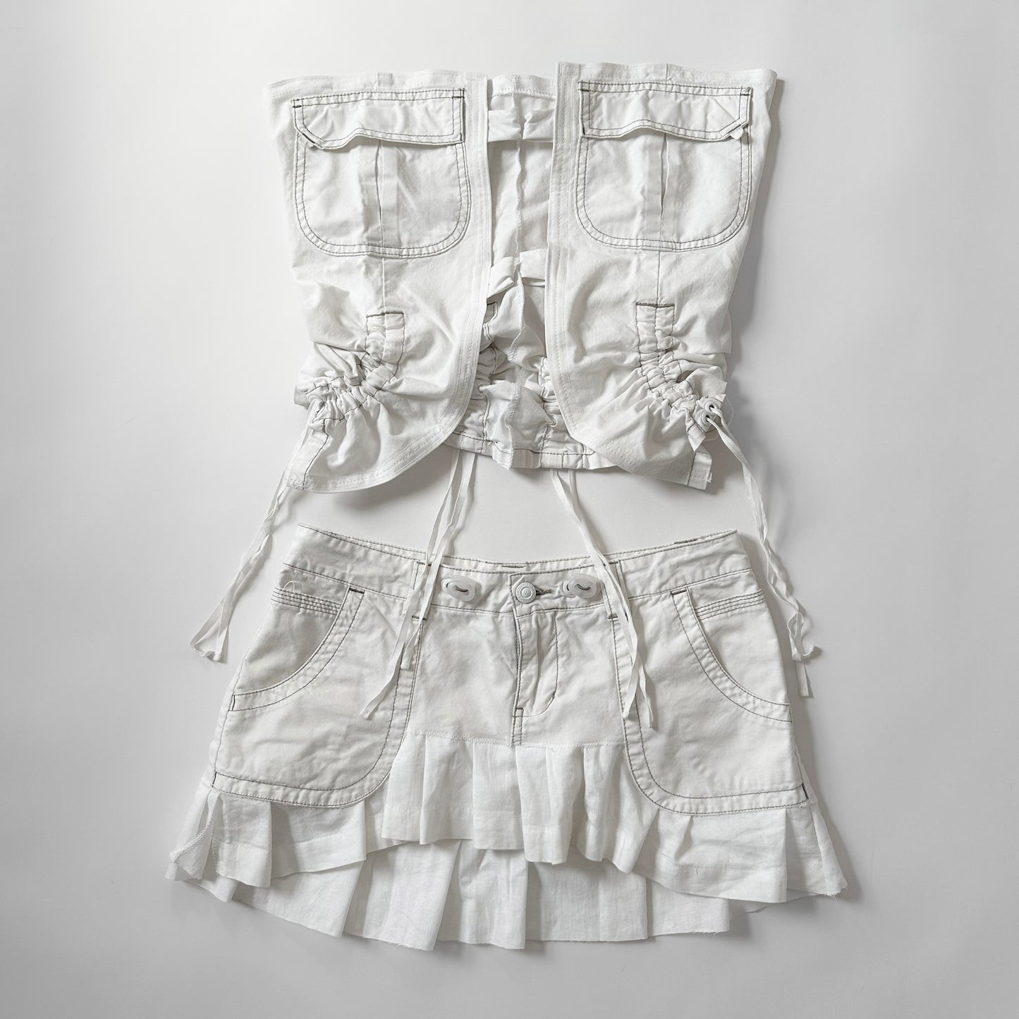 reworked white cargo 2 piece set