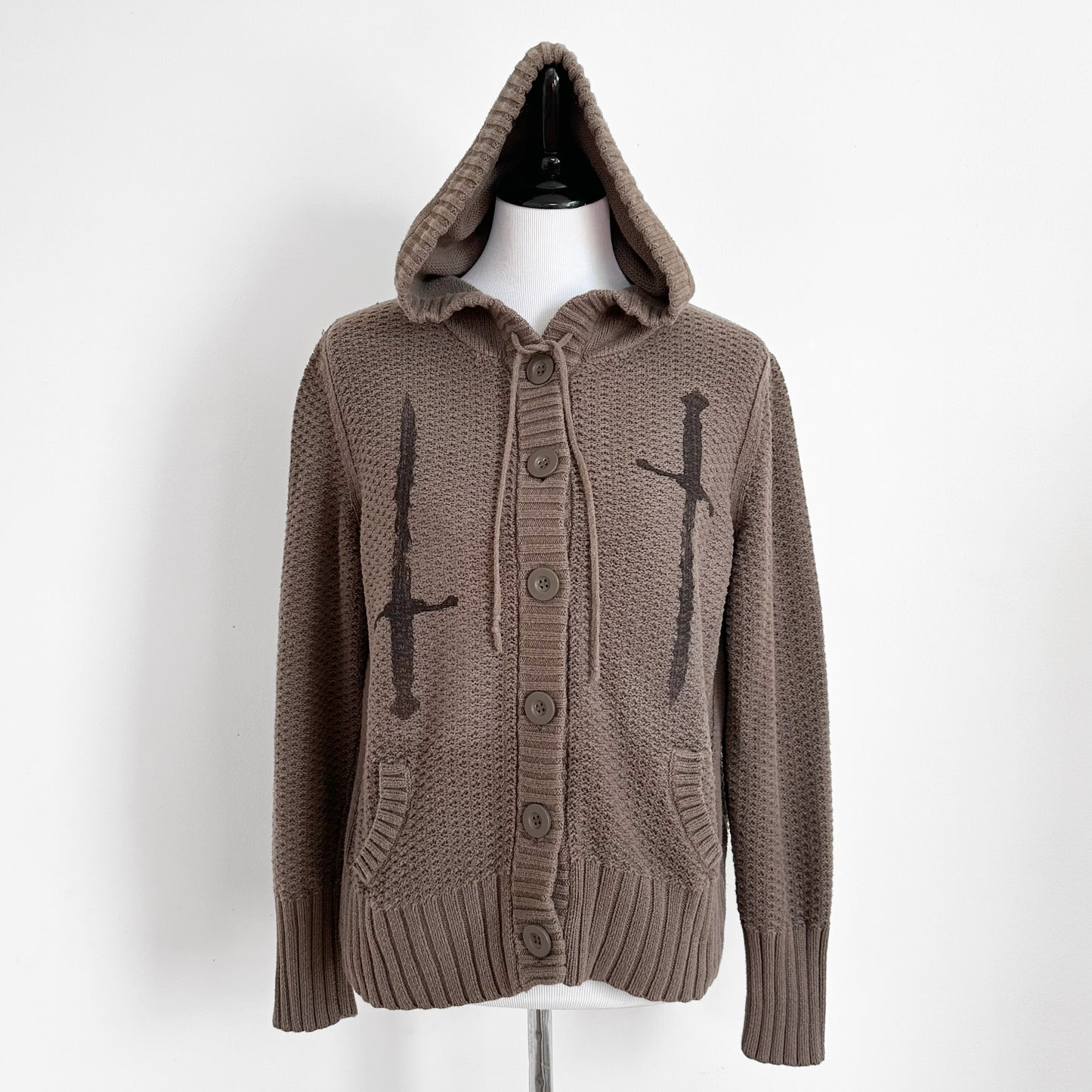 parrying daggers hooded knit cardigan (s/m)