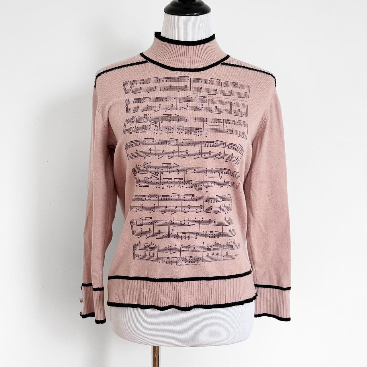 pink sheet music sweater (large)