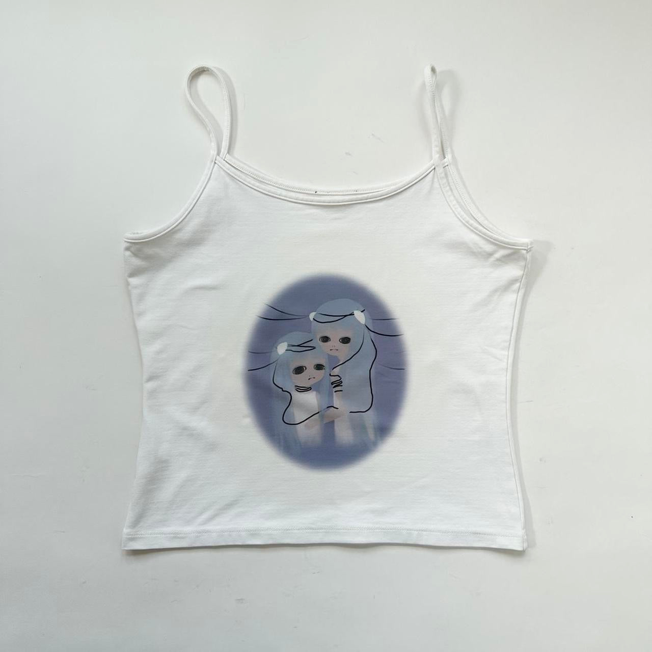 android twins cyber core hand printed tank top | size medium