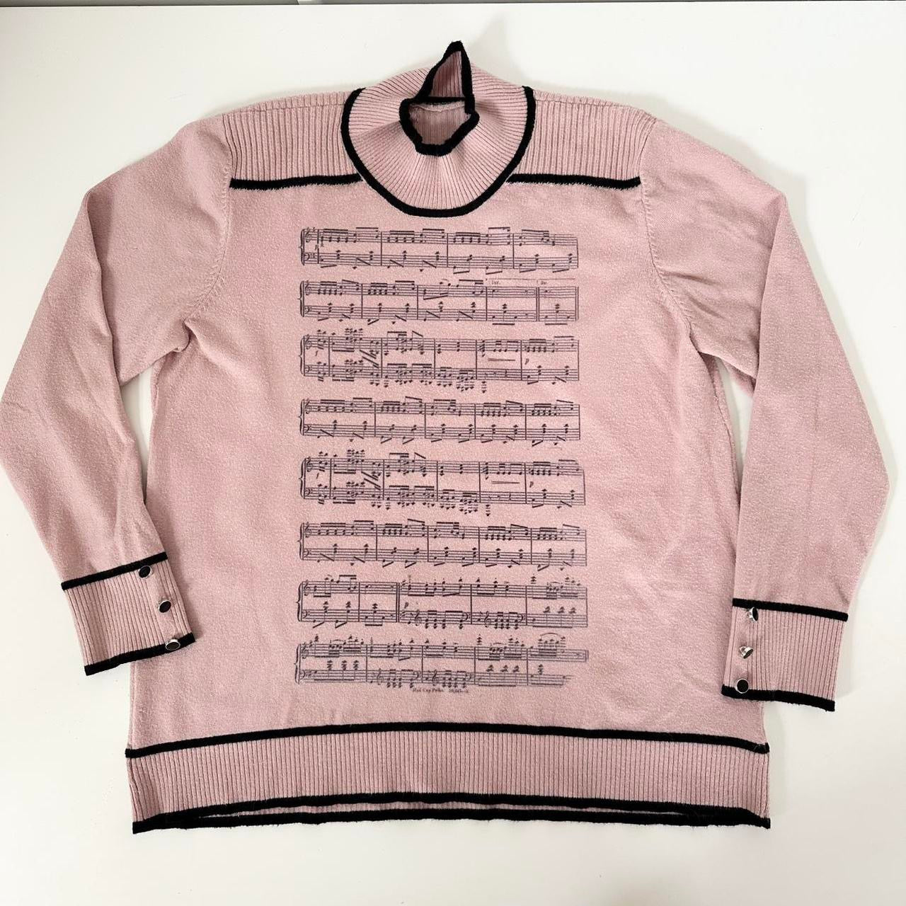 pink sheet music sweater (large)