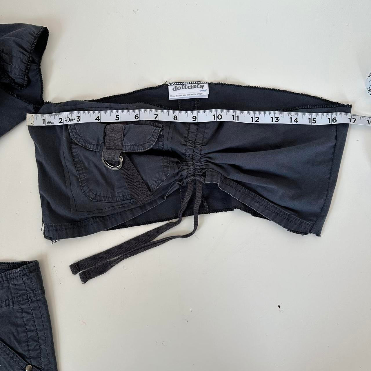 handmade blue cargo skirt set (m)