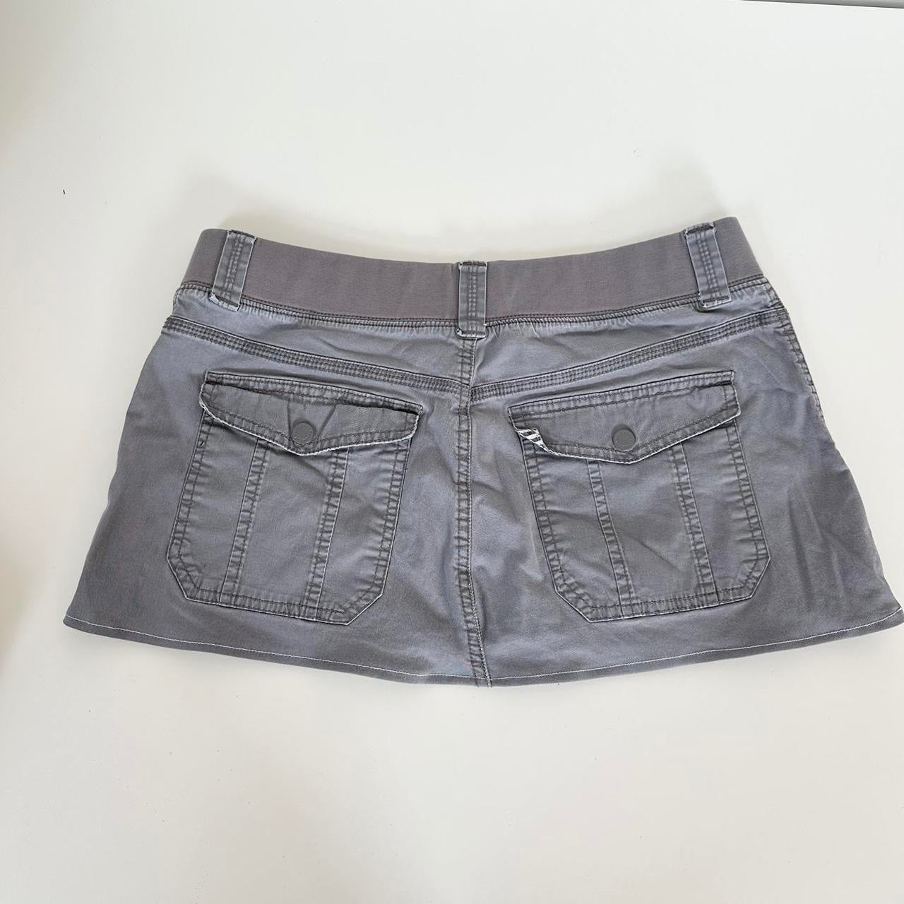 upcycled blue grey low rise cargo mini skirt (s-m)