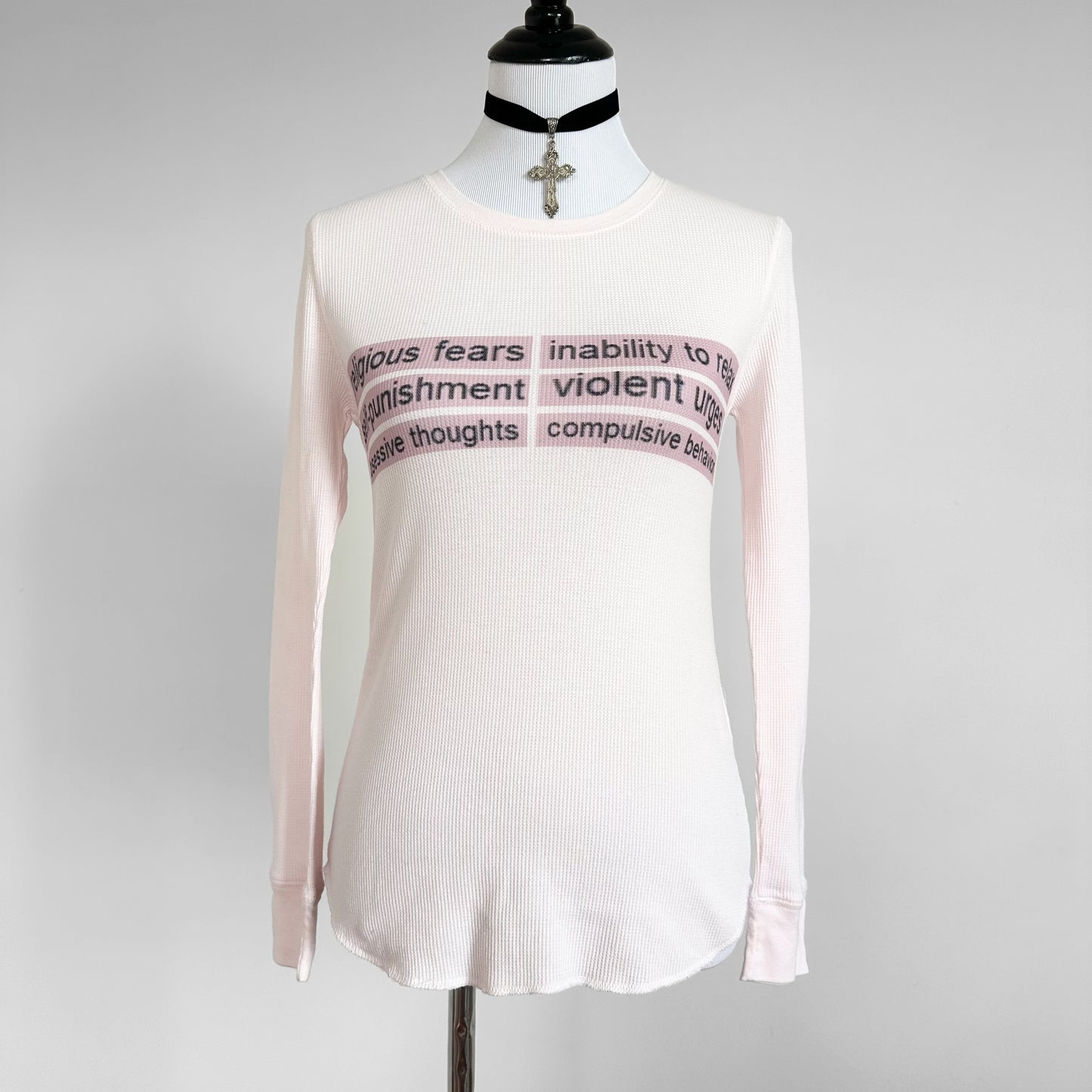 symptoms waffle knit pink top (m/l)