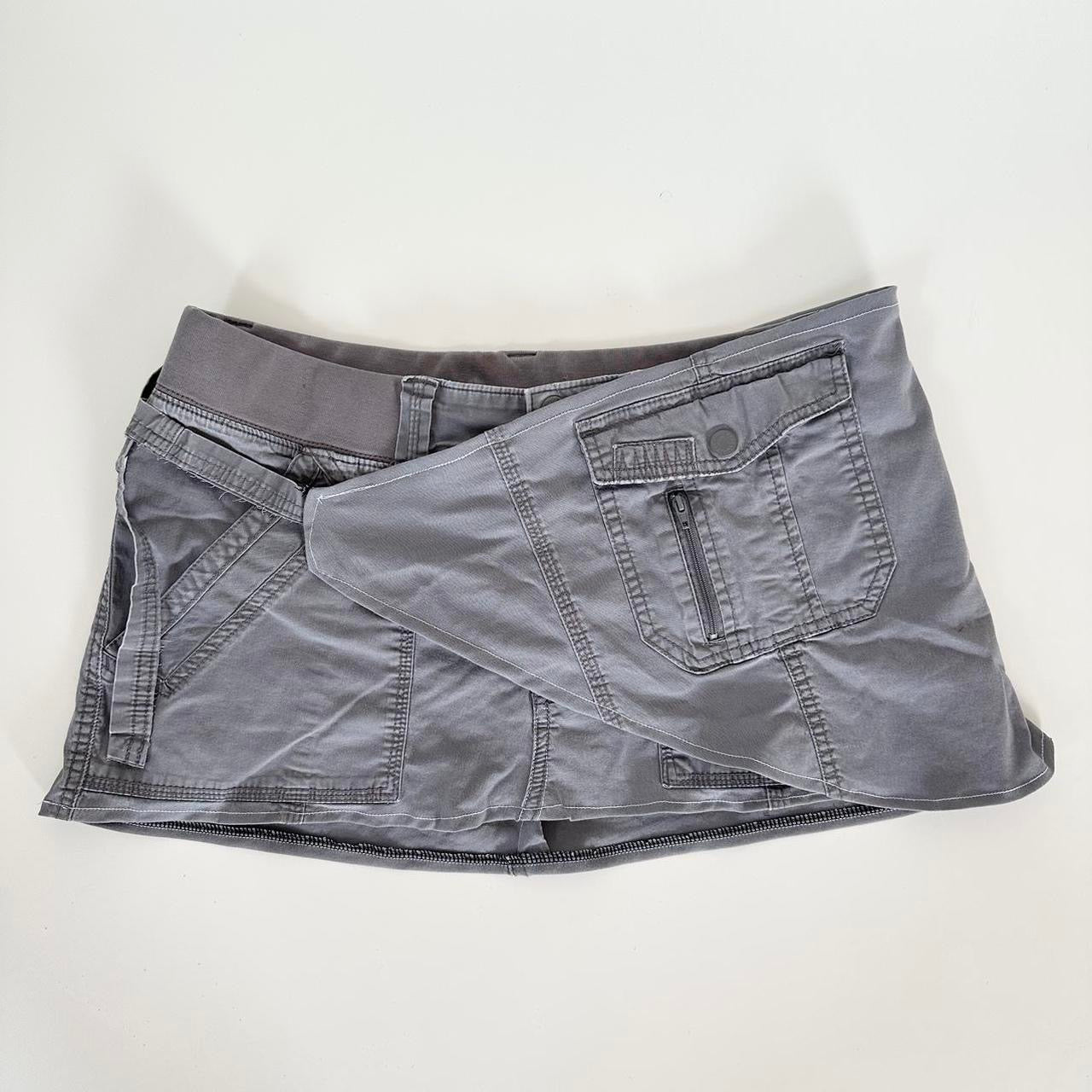 upcycled blue grey low rise cargo mini skirt (s-m)