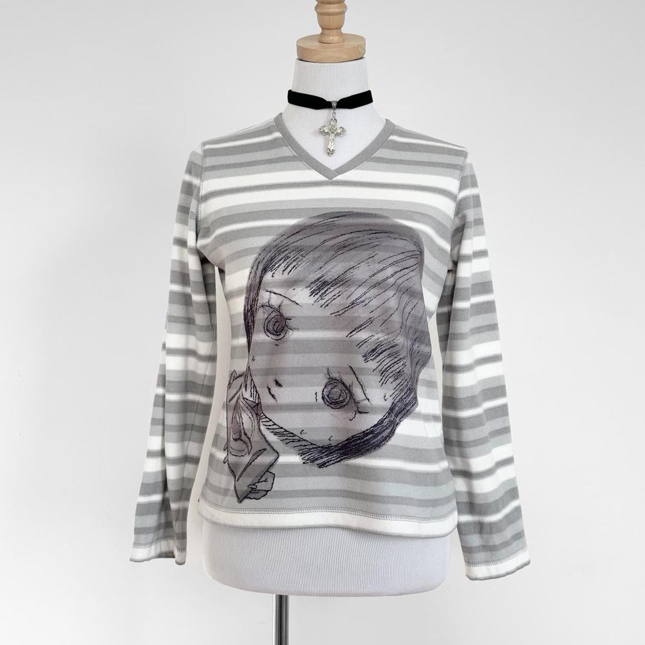 nervous striped fleece top (s)