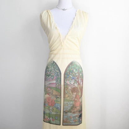 stained glass vintage chiffon maxi dress (xl)