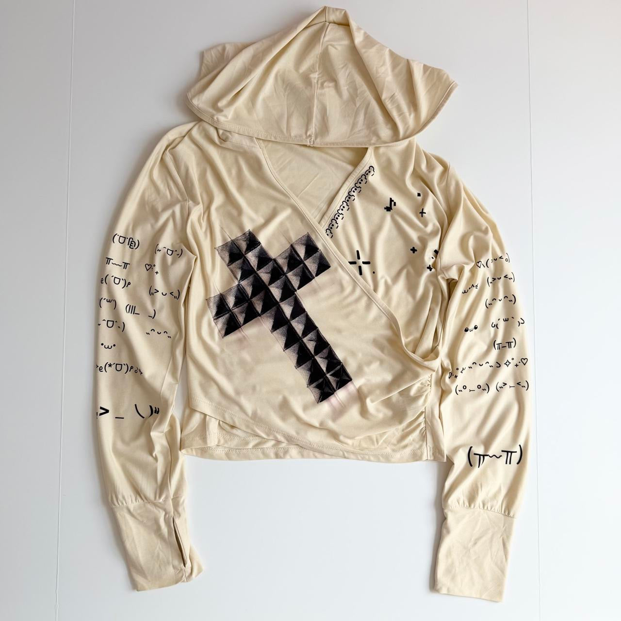 studded cross hooded top (s)