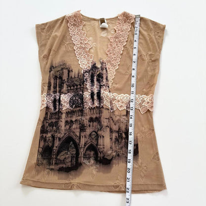 cathedral vintage lace mesh tank top (s/m)