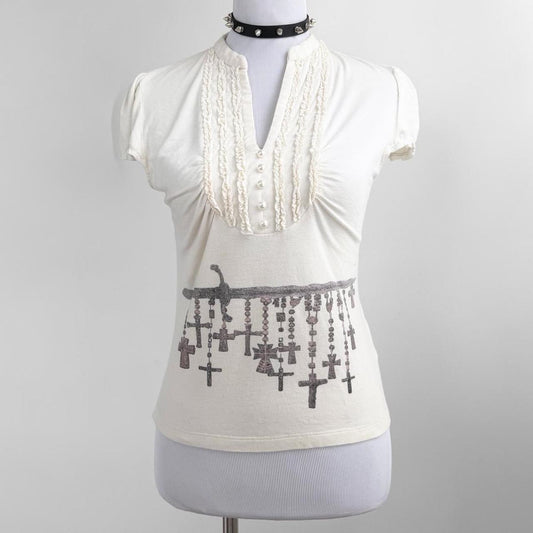 rosary dagger ruffle blouse (s)