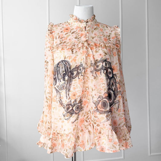centipede girl floral blouse (m)