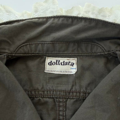 reworked vintage lace accent canvas cargo jacket(m/l)