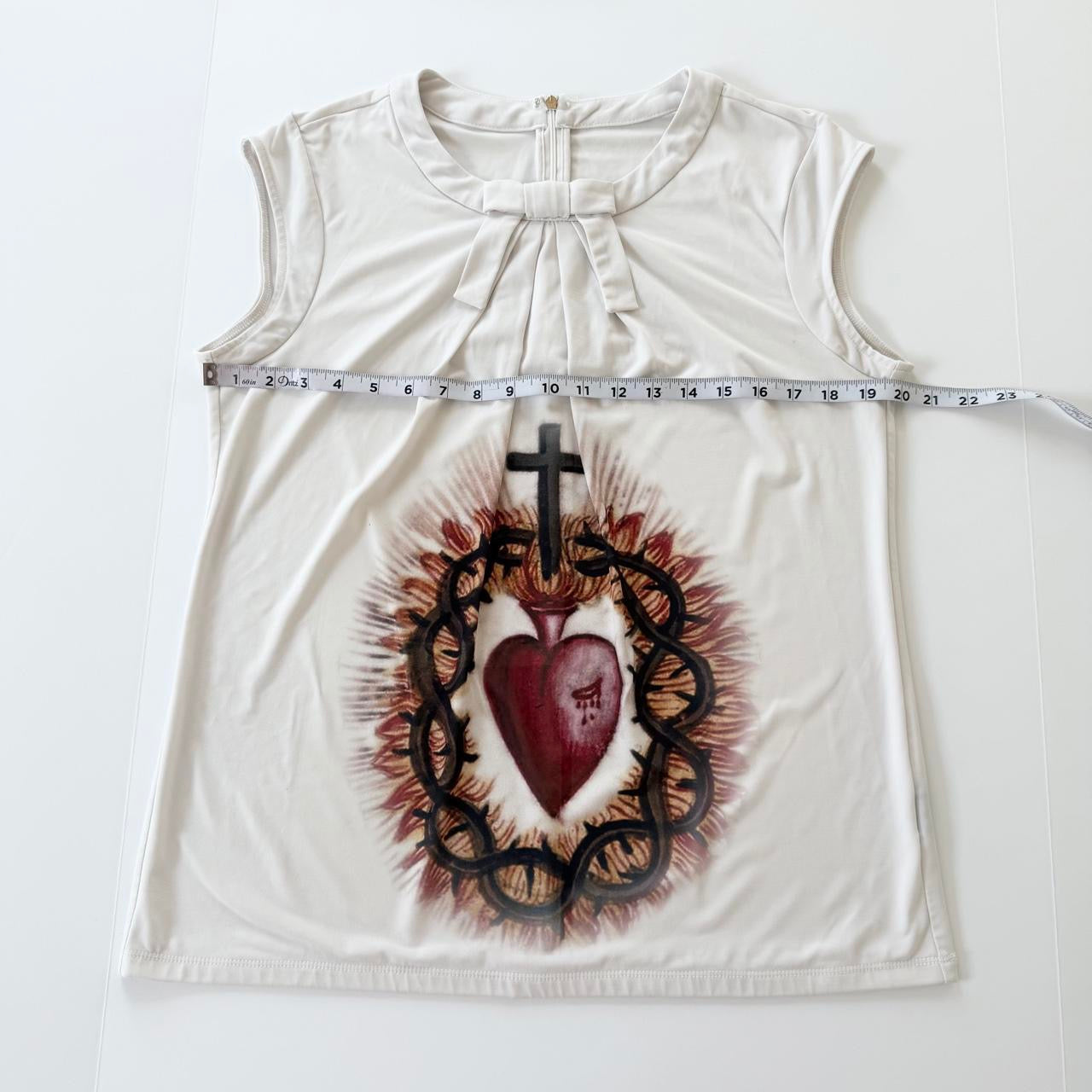 sacred heart pleated bow blouse (xl)
