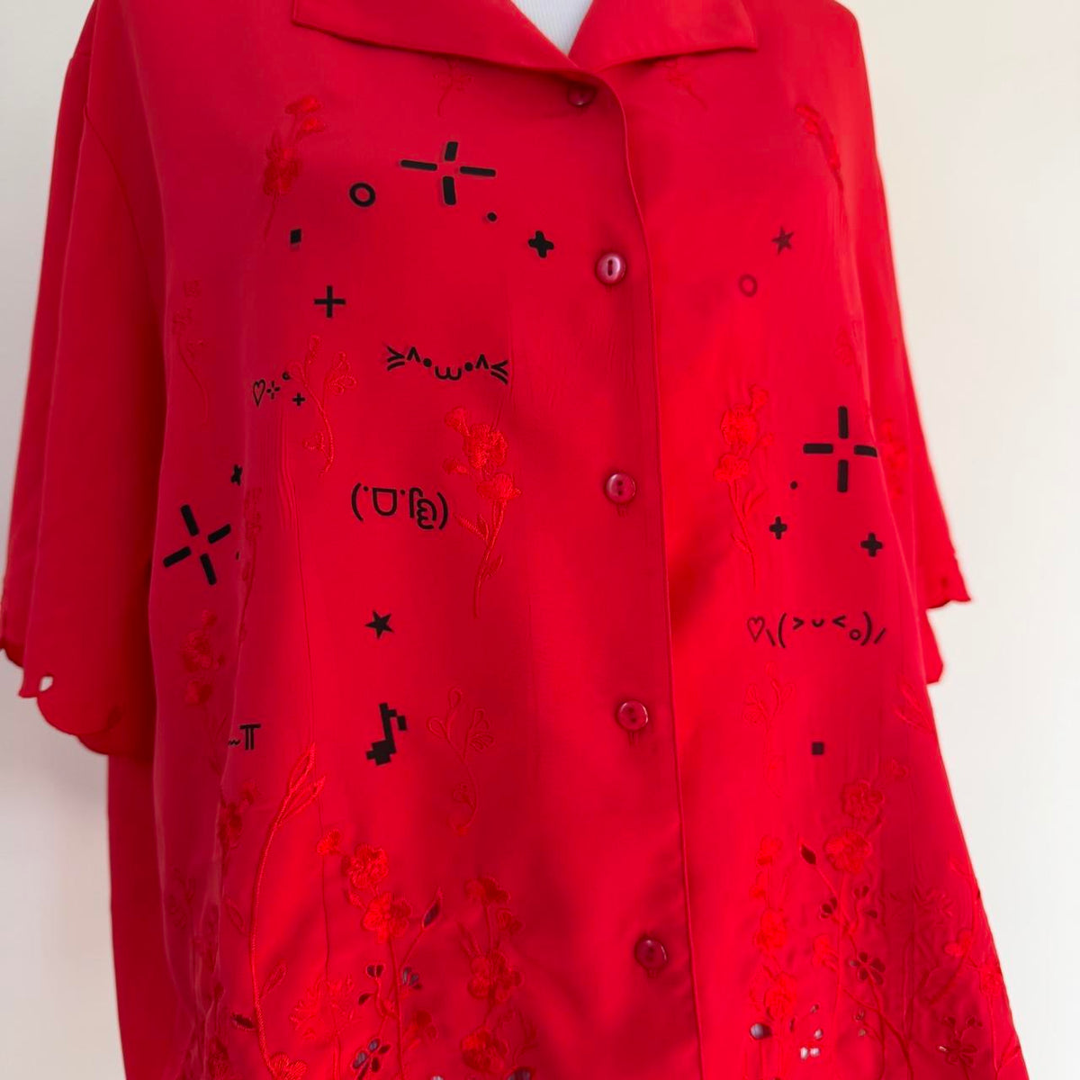 kaomoji vintage embroidered blouse (2xl)