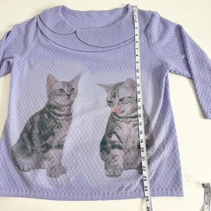 kitten knit half sleeve wide collar sweater (large)