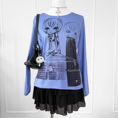 cyber anime athletic long sleeve top (large)