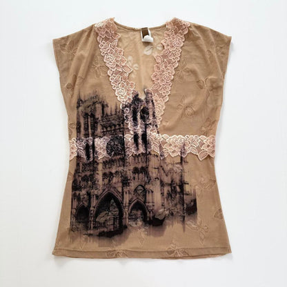cathedral vintage lace mesh tank top (s/m)
