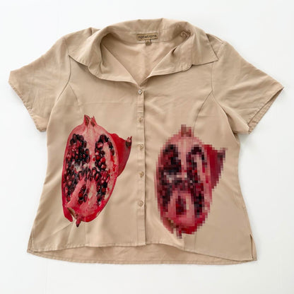 forbidden pomegranate vintage button up blouse (xl)