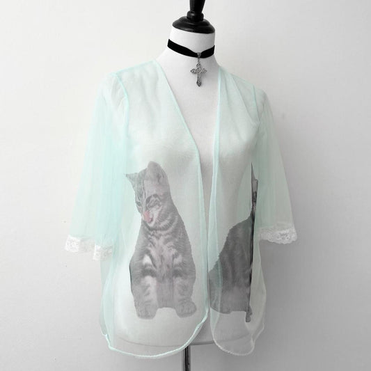 kittens sheer vintage shawl