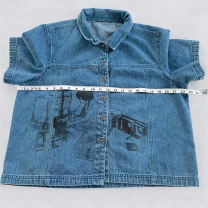 serial experiments denim shirt (unisex m)