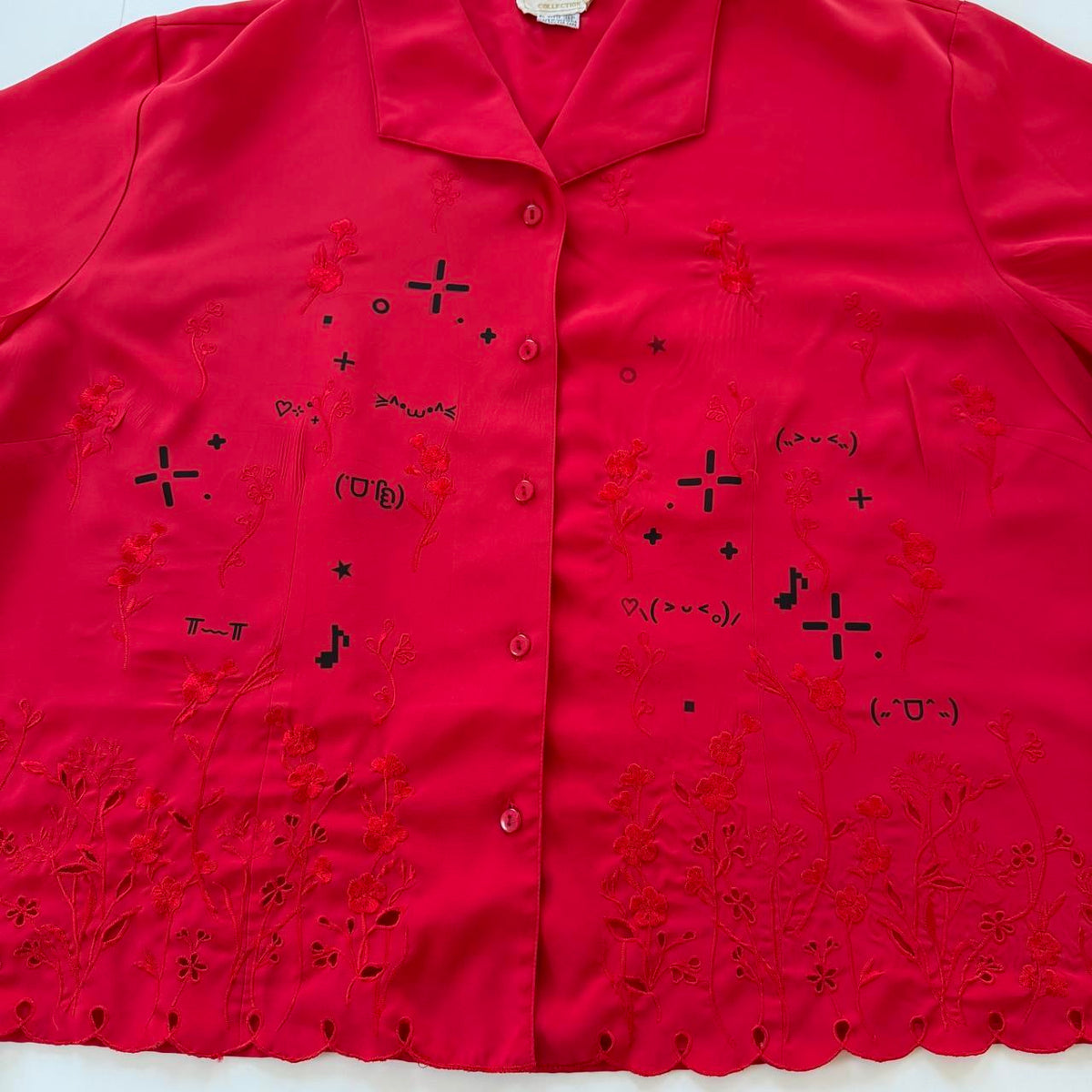 kaomoji vintage embroidered blouse (2xl)
