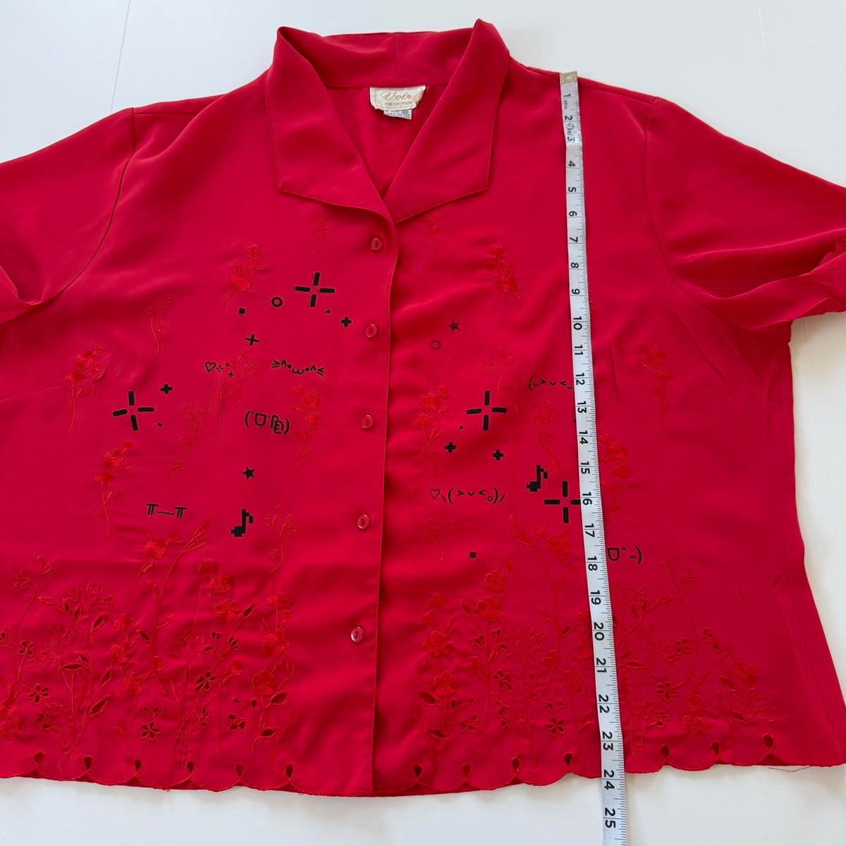 kaomoji vintage embroidered blouse (2xl)