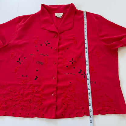 kaomoji vintage embroidered blouse (2xl)