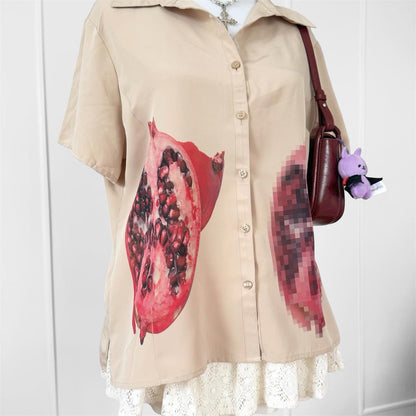 forbidden pomegranate vintage button up blouse (xl)