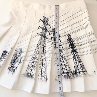 power lines pleated mini skirt (m/l)