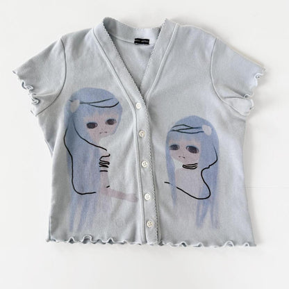 android twins button up cotton top (xs)