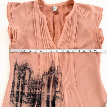 cathedral chiffon button up dress (s)