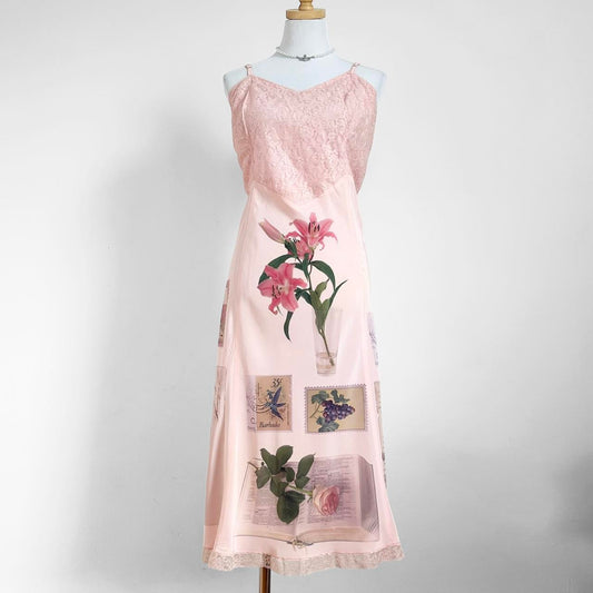 antique stationery vintage slip dress (xl/xxl)