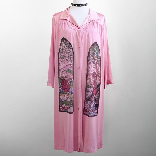 stained glass vintage button up embroidered dress (xl)
