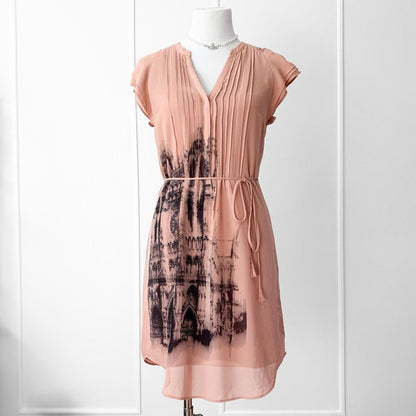 cathedral chiffon button up dress (s)