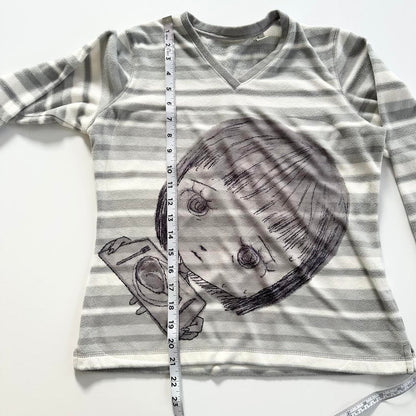 nervous striped fleece top (s)