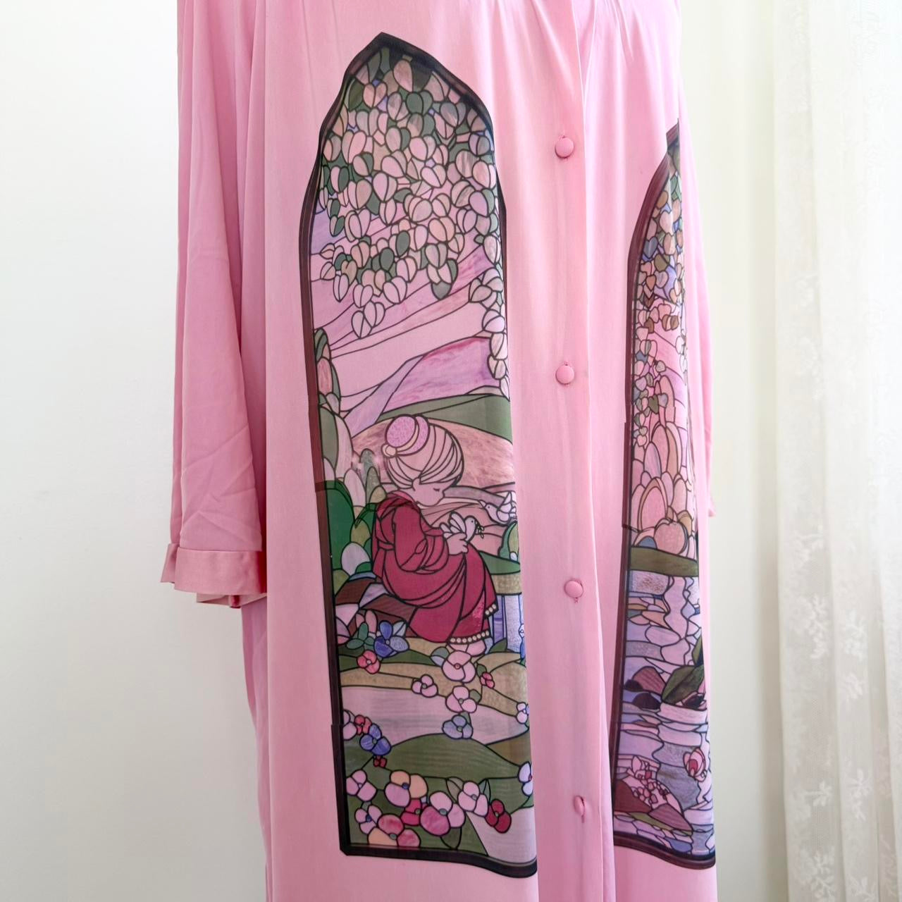 stained glass vintage button up embroidered dress (xl)