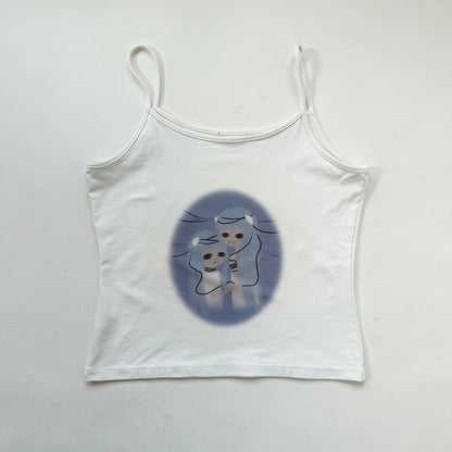 android twins cyber core hand printed tank top | size medium