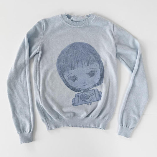 nervous girl blue soft sweater (xs)