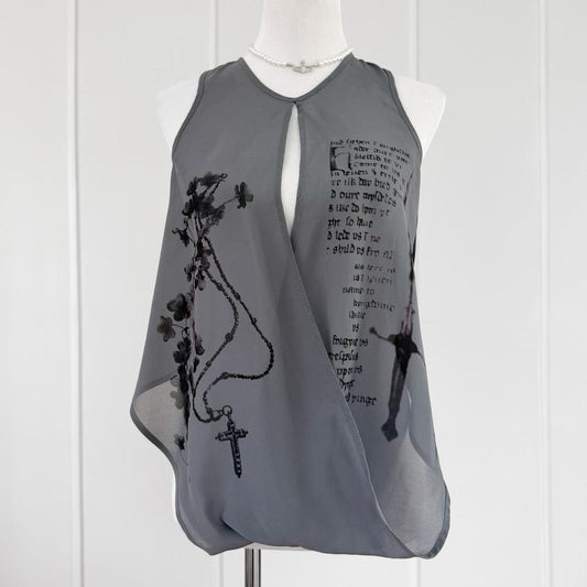 rosaries draped chiffon top (m)
