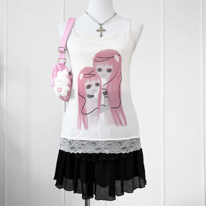 android twins sheer lace cami (m/l)