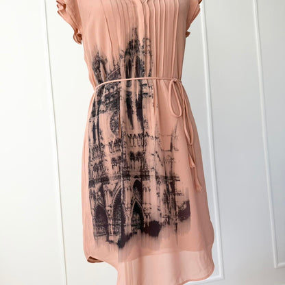 cathedral chiffon button up dress (s)