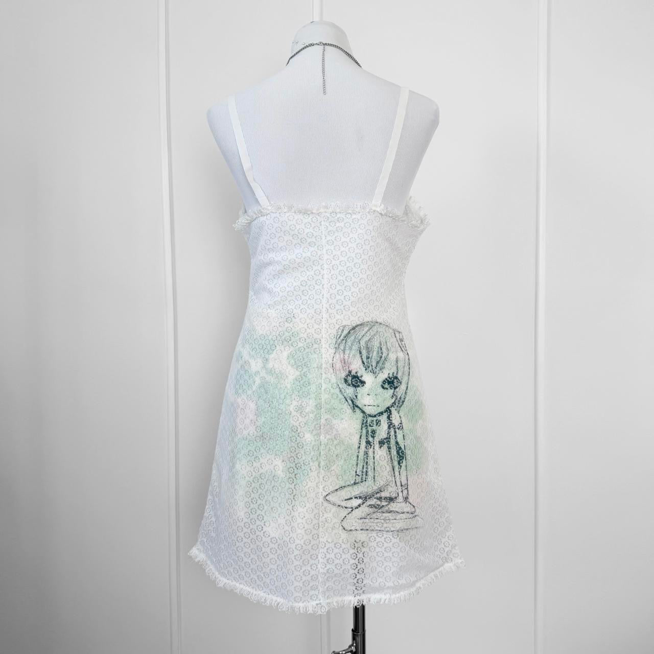 cyber anime lily pads vintage lace dress (m/l)