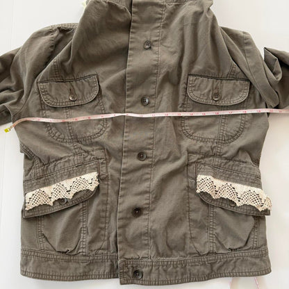 reworked vintage lace accent canvas cargo jacket(m/l)