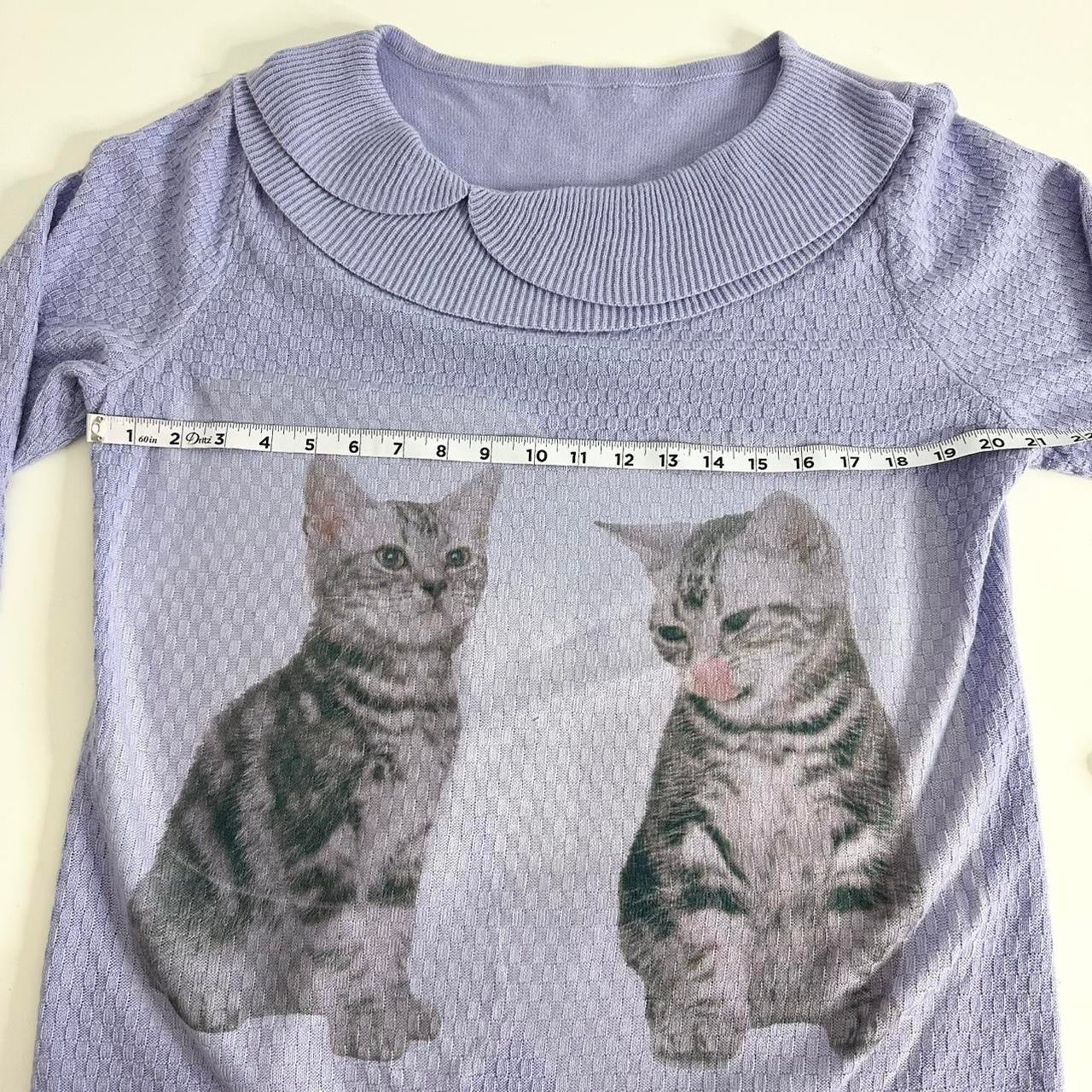 kitten knit half sleeve wide collar sweater (large)
