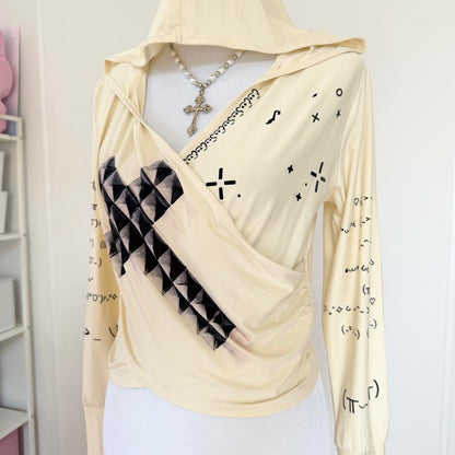 studded cross hooded top (s)