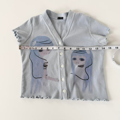 android twins button up cotton top (xs)