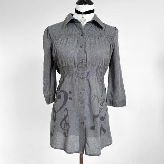 music notes vintage blouse (m)