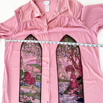 stained glass vintage button up embroidered dress (xl)